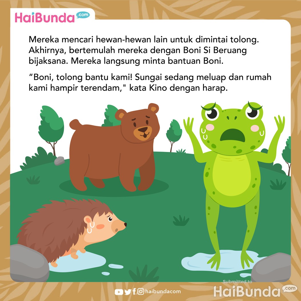 Cerita Fabel: Beruang dan Landak Selamatkan Rumah Katak