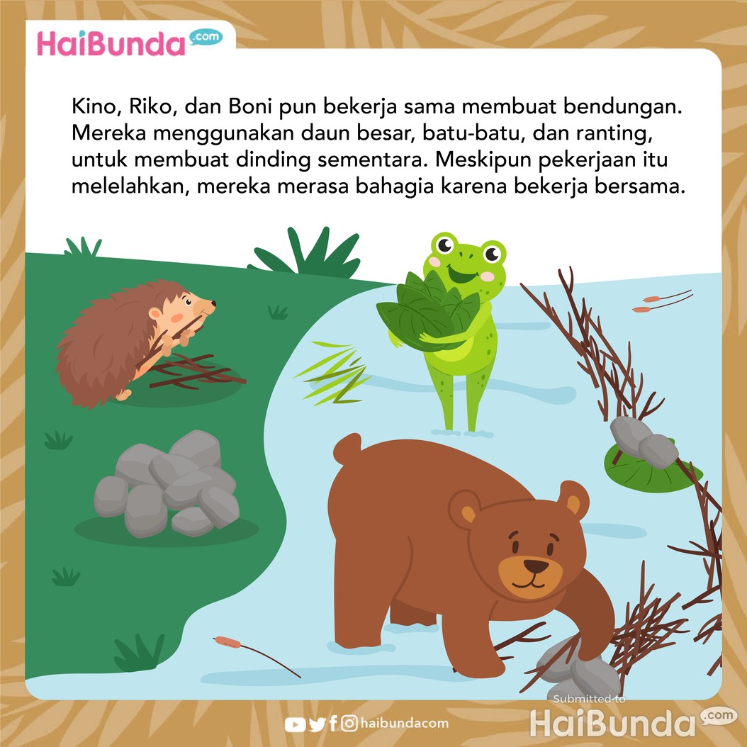 Cerita Fabel: Beruang dan Landak Selamatkan Rumah Katak