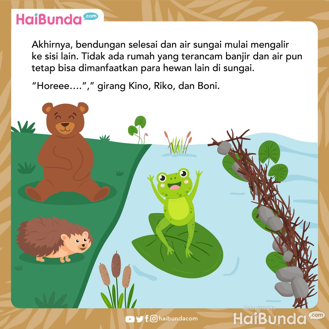 Cerita Fabel: Beruang dan Landak Selamatkan Rumah Katak