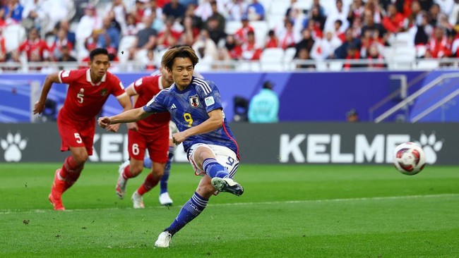 Penyerang Jepang, Ayase Ueda tampil garang dengan melesakkan dua gol ke gawang Timnas Indonesia di Piala Asia 2023.