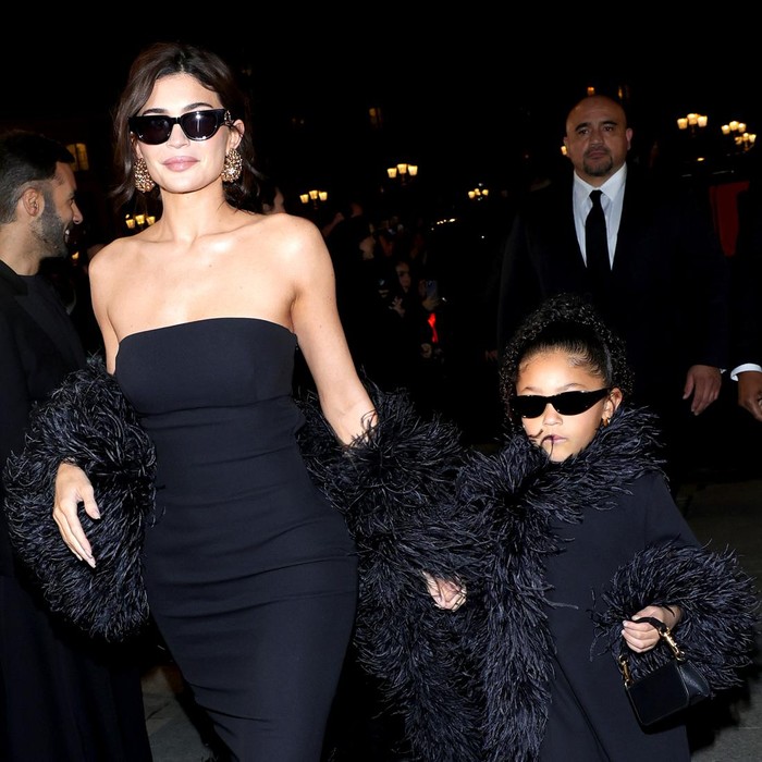 PARIS, FRANCE - JANUARY 24: Kylie Jenner and Stormi Webster attend the Valentino Haute Couture Spring/Summer 2024 show as part of Paris Fashion Week on January 24, 2024 in Paris, France. (Photo by Jacopo Raule/Getty Images)