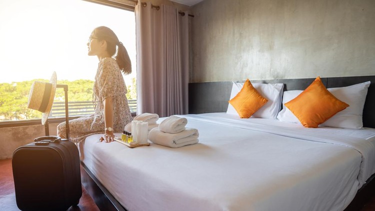 Ilustrasi kamar hotel atau liburan Ilustrasi kamar hotel