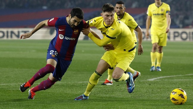 Barcelona kalah dari Villarreal dalam lanjutan La Liga Spanyol di Stadion Olimpic Lluis Companys, Minggu (28/1) dini hari.
