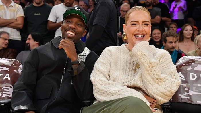 LOS ANGELES, CALIFORNIA - NOVEMBER 22: Rich Paul and Adele attend a basketball game between the Los Angeles Lakers and the Dallas Mavericks at Crypto.com Arena on November 22, 2023 in Los Angeles, California. NOTE TO USER: User expressly acknowledges and agrees that,  by downloading and or using this photograph,  User is consenting to the terms and conditions of the Getty Images License Agreement. (Photo by Allen Berezovsky/Getty Images)