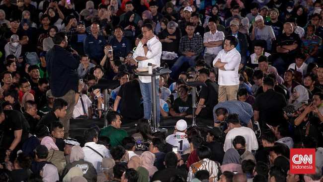 Anies Baswedan-Muhaimin Iskandar berduet dalam kampanye akbar di Tegal, Jawa Tengah, Selasa pagi ini.