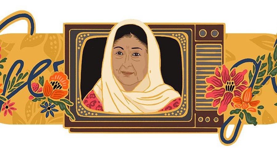 Google Doodle Aminah Cendrakasih Google Doodle menampilkan ilustrasi aktris legendaris Aminah Cendrakasih