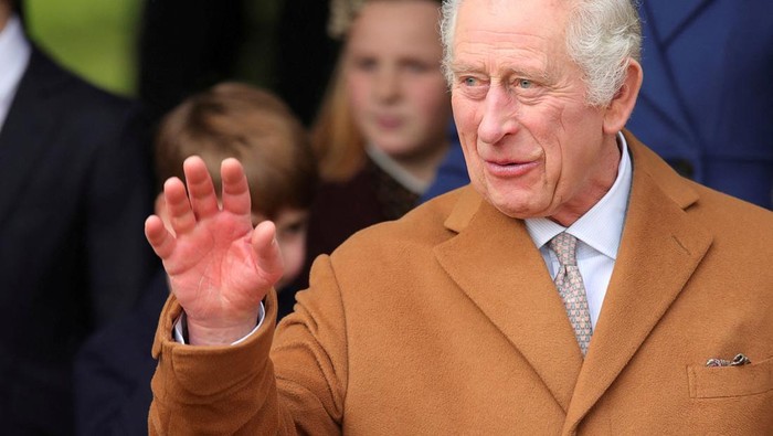 FILE PHOTO: Britain's King Charles attends the Royal Family's Christmas Day service at St. Mary Magdalene's church, as the Royals take residence at the Sandringham estate in eastern England, Britain December 25, 2023. REUTERS/Chris Radburn/File Photo