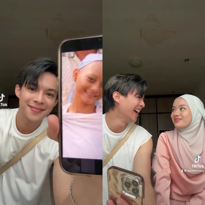 <p>Pertama, ada pasangan romantis Dinda Hauw dan Rey Mbayang, Bunda. Dalam tren tersebut, Rey menggunakan foto Dinda botak saat bermain dalam film Surat Kecil Untuk Tuhan. Melihat potret yang dipakai sang suami, bunda dua orang anak itu terlihat malu namun pasrah sambil menatap sang suami yang cengegesan. "Maap ya sayang," tulis Rey di kolom caption. (Foto: Instagram @rey_mbayang)<br /><br /><br /></p>