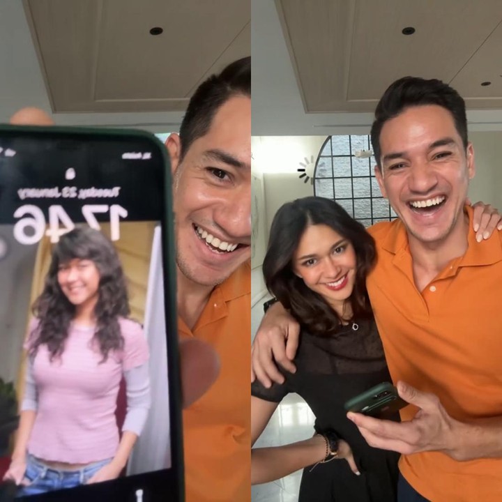 <p>Ketiga, ada pasangan harmonis Nana Mirdad dan Andrew White. Seperti suami-suami sebelumnya, Andrew juga iseng menggunakan foto jadul sang istri. Saat melihatnya, Nana sendiri tak langsung bereaksi hingga akhirnya 'tantrum' dan memukul sang suami yang tertawa puas. "<em>Hot wifey</em> agak beda ya hari ini hehe sampe doi aja sempet gak ngenalin," ujar Andrew (Foto: Instagram @andrew.white._ dan @nanamirdad_)<br /><br /></p>