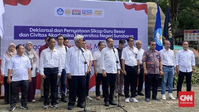 Guru-guru besar dan alumni Unesa mendorong ASN, pejabat negara, pemerintah, TNI, dan Polri untuk menjaga netralitas dan tidak memihak di Pemilu 2024