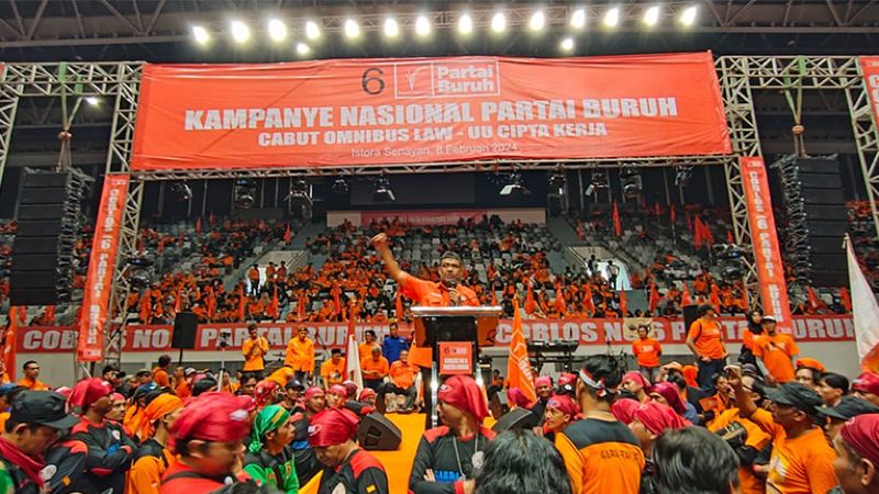 Partai Buruh menyampaikan tekad, saat dipastikan mendapat kursi dan masuk ke DPR RI, pencabutan Omnibus Law akan menjadi agenda pertama.