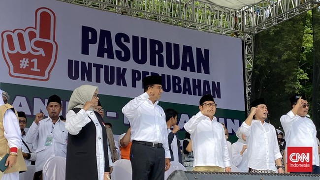 Kampanye di Pasuruan, cawapres nomor urut 1 Cak Imin mengaku bersyukur berpasangan dengan Anies Baswedan di Pilpres 2024.