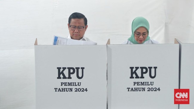 Pasangan AMIN mendapatkan suara 132 di TPS Cak Imin, jauh mengungguli Prabowo-Gibran yang dapat 64 dan Ganjar-Mahfud yang dapat 20.