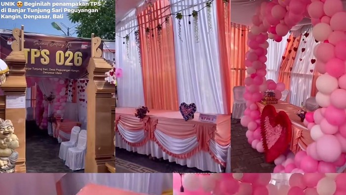 Tempat Pemungutan Suara (TPS) unik dengan tema hari Valentine bernuansa serba pink, mendadak viral