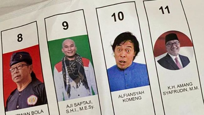 Komedian Komeng unggul sementara versi hasil real count KPU untuk DPD Jawa Barat mengalahkan aktris Jihan Fahira.