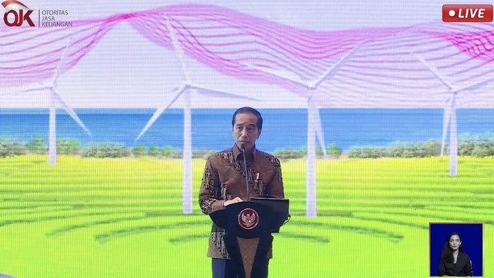 Jokowi dalam acara pertemuan tahunan industri jasa keuangan 2024. (Tangkapan layar Youtube)