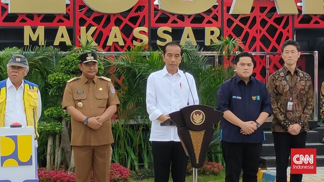 Jokowi meresmikan IPAL Losari di Makassar, Sulawesi Selatan, hari ini (22/1). Nilai proyeknya Rp1,3 triliun dibiayai APBN, APBN dan utang ADB.