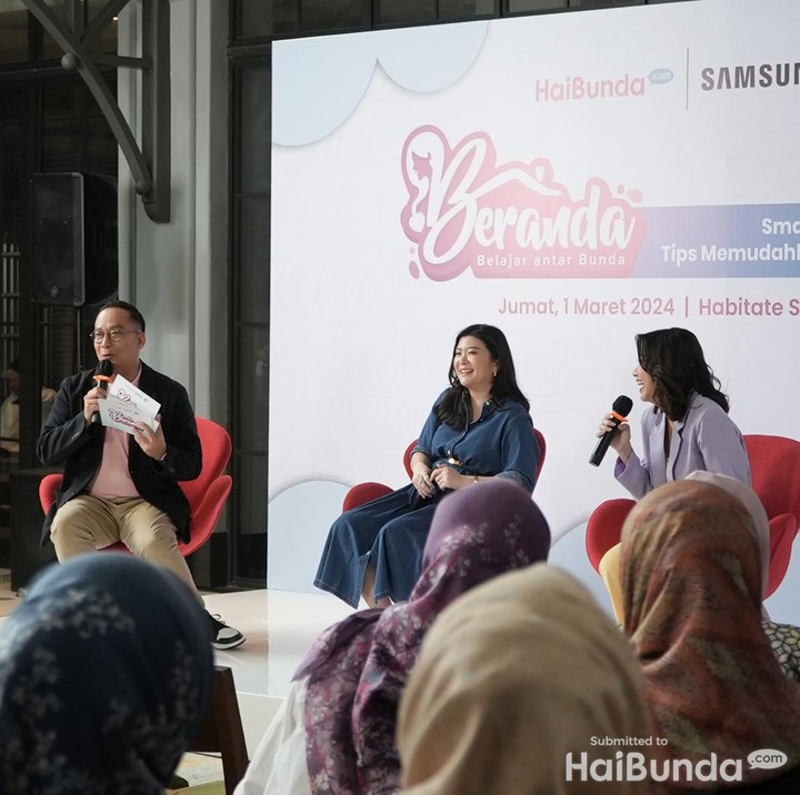 <p>Acara ini menghadirkan narasumber yang ahli dibidangnya. Mereka adalah Tiktok Creator Wulan Wu dan Representative dari Samsung Indonesia Nancy Sianipar.  (Foto: Tim HaiBunda)</p>