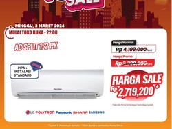 Cuma di Transmart Full Day Sale! Beli AC Split 1/2 PK Hemat Hampir Rp 1,5 Juta