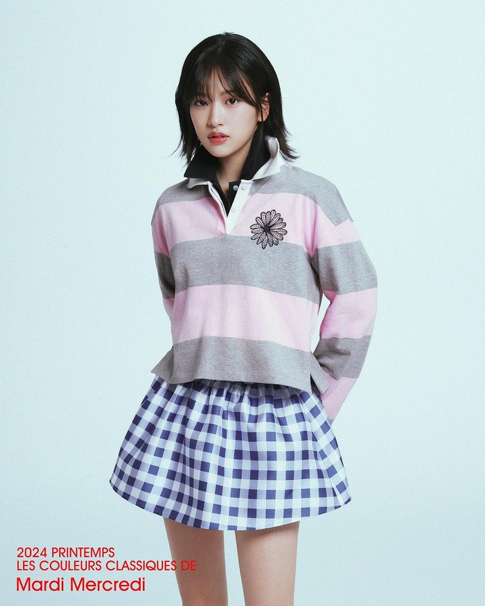Di awal kerjasamanya sebagai muse brand, Ahn Yu Jin tampil cantik dan penuh daya tarik untuk koleksi musim semi yang baru saja diluncurkan oleh merk pakaian asal Korea Selatan pada tahun 2024 ini, Beauties./ Foto: instagram.com/mardi_mercredi_official