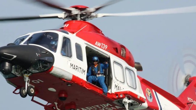 Helikopter AW 139 dengan nomor penerbangan M72 - 01 milik Maritim Malaysia jatuh di perairan Pulau Angsa Malaysia pada Rabu pagi pukul 9.55 waktu Malaysia.