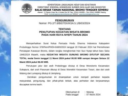 Gunung Bromo Tutup Total untuk Aktivitas Wisata Saat Hari Raya Nyepi