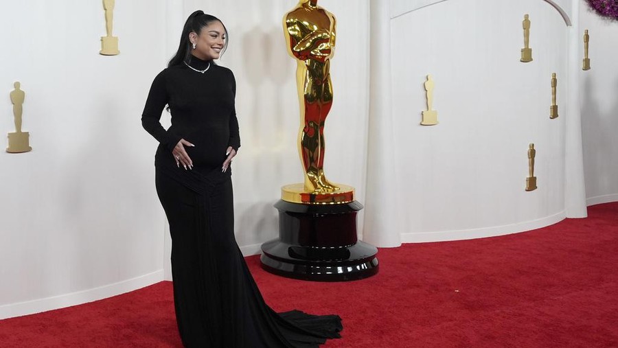 Vanessa Hudgens arrives at the Oscars on Sunday, March 10, 2024, at the Dolby Theatre in Los Angeles. (AP Photo/Ashley Landis)