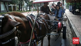 FOTO: Ngabuburit <i>Numpak</i> Delman Keliling Monas