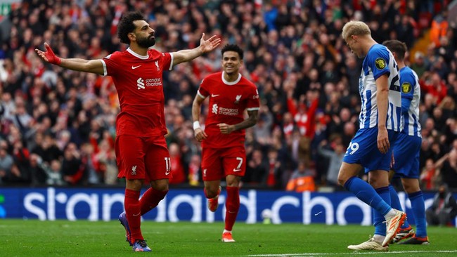 Liverpool Raih Kemenangan Tipis 2-1 atas Brighton Berkat Gol Penentu dari Mo Salah