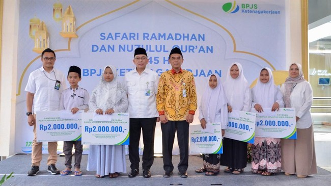 Kegiatan Safari Tausiyah Ramadhan dan Nuzulul Quran 1445 H yang merupakan inisiasi para karyawan BPJS Ketenagakerjaan sekaligus jadi wujud kepedulian sosial.