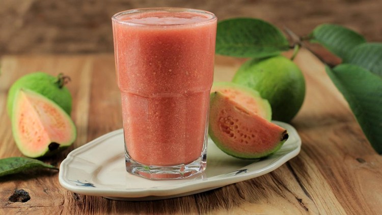 Guava Red Juice on Tall Glass, Healthy Diet Concept