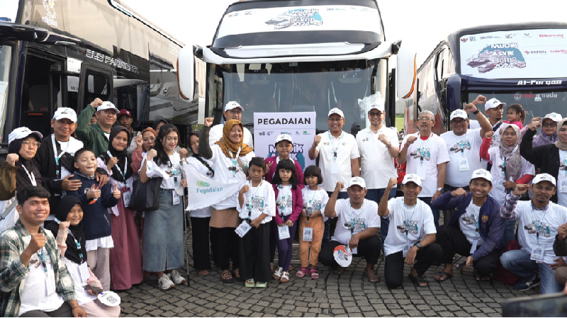 PT Pegadaian dalam rangkaian perayaan ulang tahun ke-123 yang jatuh pada 1 April 2024 memberangkatkan 3 ribu peserta program Mudik Asyik