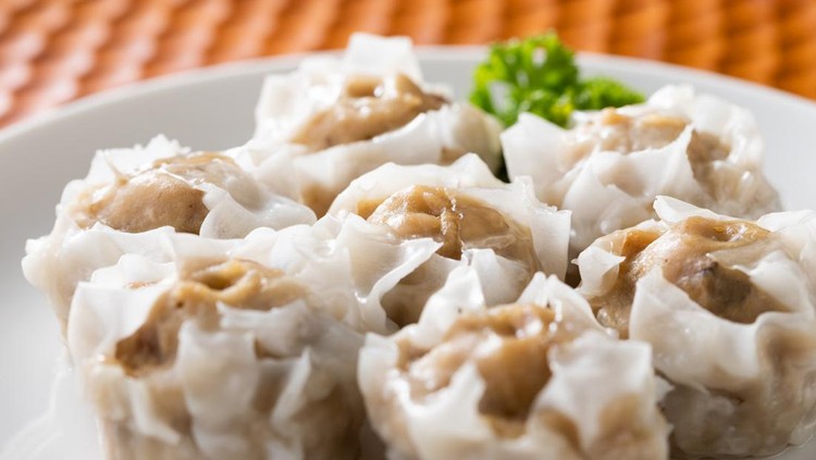 Dim sum is a Chinese dish made of minced pork wrapped in flour skin and steamed.