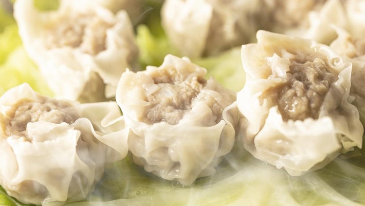 Dim sum is a Chinese dish made of minced pork wrapped in flour skin and steamed.
