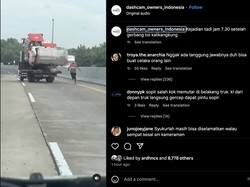 Viral Jatuh-Bangun Sopir Kejar Truk yang Melaju Sendiri di Tol