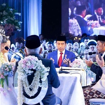 8 Foto Pernikahan Anak Ketua MPR & Putra Ketua LPS, Jokowi-Maaruf Amin Jadi Saksi