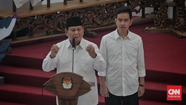 KPU resmi menetapkan Prabowo Subianto dan Gibran Rakabuming Raka sebagai Presiden dan Wakil Presiden terpilih periode 2024-2029 pada Rabu (24/4).