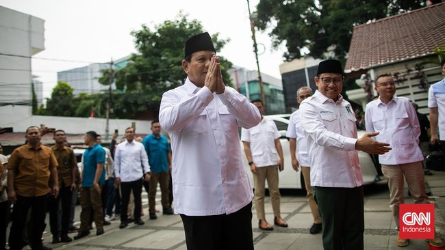 Ketum PKB, Muhaimin Iskandar alias Cak Imin mengenalkan Wakil Ketua DPR baru dari Fraksinya, Cucun Ahmad Syamsurijal kepada presiden terpilih Prabowo Subianto.