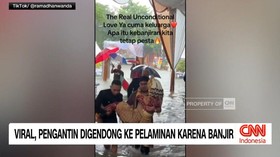 VIDEO: Viral, Pengantin Digendong Ke Pelaminan Karena Banjir