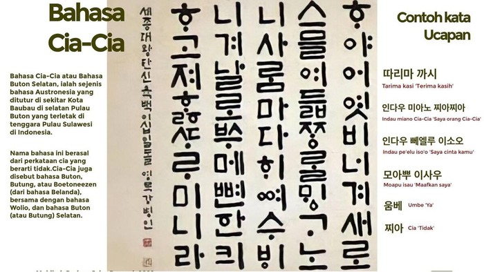 Suku Cia-Cia di Pulau Buton Indonesia Gunakan Aksara Korea