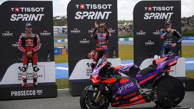 Pembalap Yamaha Fabio Quartararo memberikan komentar kocak usai batal meraih peringkat ketiga Sprint Race MotoGP Spanyol 2024.