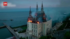 VIDEO: Bangunan Ukraina Terbakar Kena Hantam Rudal Rusia