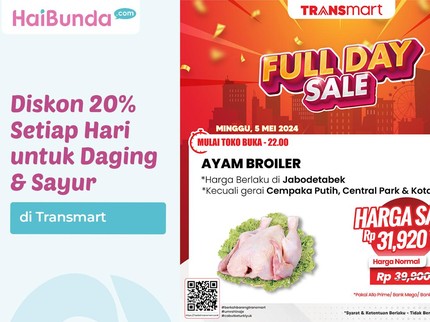 Diskon 20% Setiap Hari untuk Daging & Sayur di Transmart