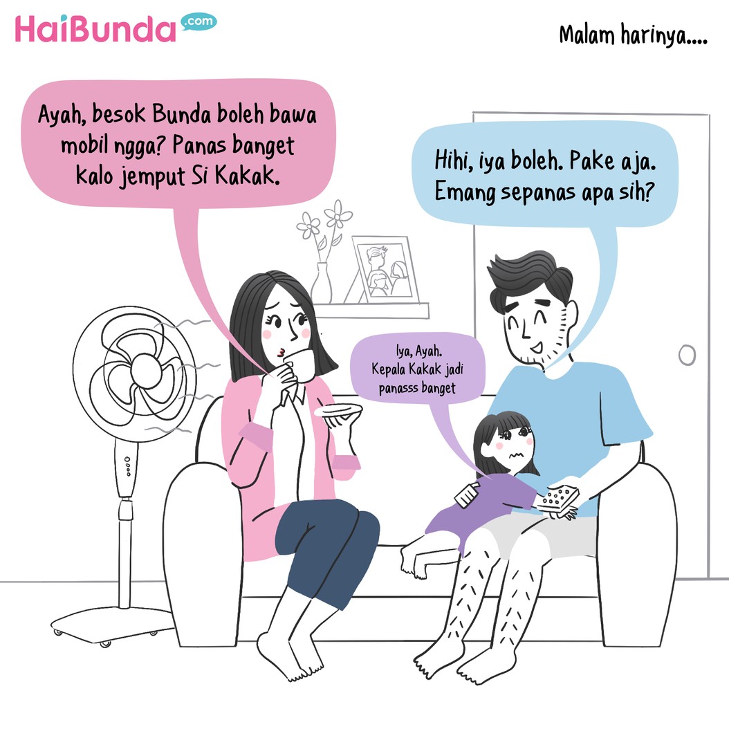 Belakangan cuaca panas semakin terik menyengat, membuat Kakak dan Bunda enggak kuat karena kegerahan. Bagaimana dengan Ayah yang ke kantor naik motor?