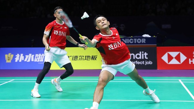 Ganda putra Indonesia Fajar Alfian/Muhammad Rian Ardianto tak berhasil lolos ke final Denmark Open 2024.