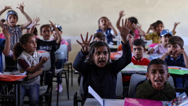 FOTO: Sukacita Anak-anak Palestina usai Sekolah TK Gaza Kembali Dibuka