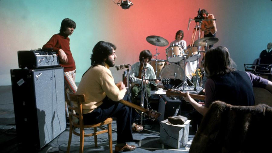 &lpar;L-R&rpar;&colon; Paul McCartney&comma; George Harrison&comma; Ringo Starr and John Lennon in THE BEATLES&colon; LET IT BE&period; Photo by Ethan A&period; Russell&period; &copy; 2024 Apple Corps Ltd&period; All Rights Reserved&period; Only to be reproduced editorially in conjunction with The Beatles&rsquo; &OpenCurlyDoubleQuote;Let It Be&rdquo; film on Disney&plus;&period;