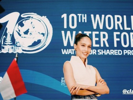 5 Potret Cinta Laura Jadi Pembicara dalam Acara 10 Th World Water Forum di Bali