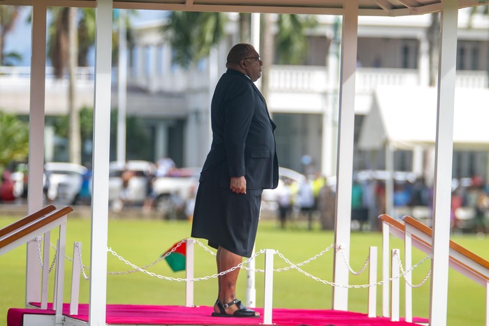 SUVA, FIJI - MAY 28: President of Fiji Wiliame Katonivere marks Ratu Sukuna Day on May 28, 2023 in Suva, Fiji. Ratu Sukuna Day is a national public holiday in Fiji from 2023. It is celebrated on the last Monday in the month of May. The public holiday aims to inform Fijians of the instrumental role Ratu Sukuna played towards nation-building. (Photo by Pita Simpson/Getty Images)