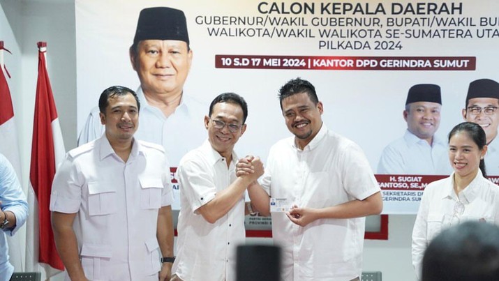 Bobby Nasution mendaftar sebagai bakal calon Gubernur Sumatera Utara dari Partai Gerindra. Bobby Nasution mendaftar sebagai bakal calon Gubernur Sumatera Utara dari Partai Gerindra. (Instagram @bobbynst)